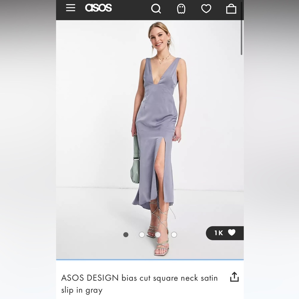 ASOS DESIGN bias cut square neck satin slip
